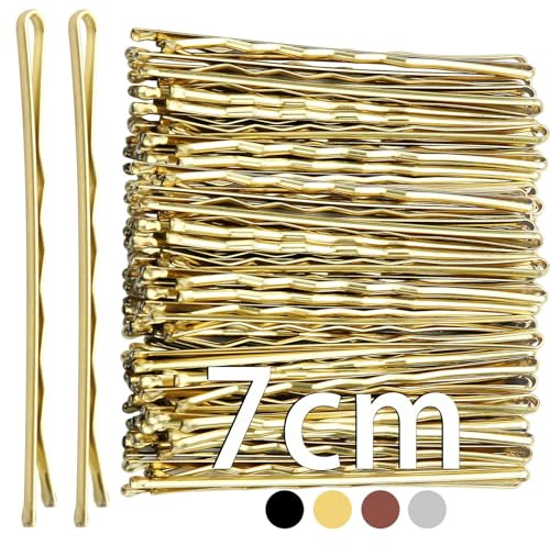 Mbsomnus 7cm Horquillas Pelo Mujer 50 Piezas Pelo Mujer Dorado Bobby Pins Horquillas Pelo Niñas Empuñaduras Kirby Onduladas Ideal para Todo Tipo de Cabello