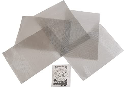 304 Stainless Steel 5 Pcs Rodent Mesh Sheet Woven Wire Mesh Panels A4 Size (21 x 30 cm) Antirust Pest Control Mouse Insect Mesh for Vents with 60 Pairs Hook and Loop Dot Tape