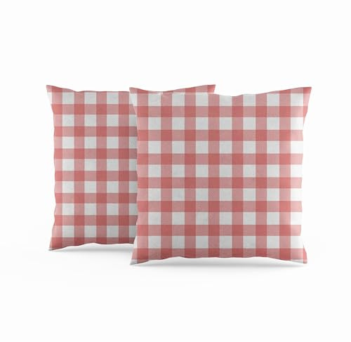 ggaimwf Copricuscini a Quadretti Confezione da 2 45x45 cm Rosa antico A quadretti Fattoria Fodere per cuscini Copricuscini quadrati per Divano Soggiorno Home decor Federa per cuscino sparsa