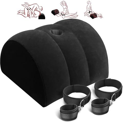 Aorgasms Sesso Cuscino Lombare Bondage Manette - Erotico BDSM Giochi Cuscino Gonfiabile per Posizioni Sesso, Manette Cavigliere Set di Bondage Arredamento Erotico Giocattolo Sesso per Coppie(Nero)