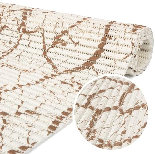 ANRO Weichschaummatte Badematte Bad Dusche WC Vorleger Teppich Antirutsch Badläufer Marmor Beige Weiß 100x65cm