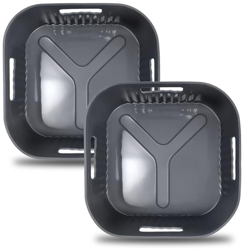 20CM Silikonform Heißluftfritteuse, 2PCS Airfryer Zubehör XL Silikon Backform für Philips XL 6,2L 4,2L, COSORI 4,7L, Wiederverwendbar anstelle Backpapier für Heißluftfritteuse