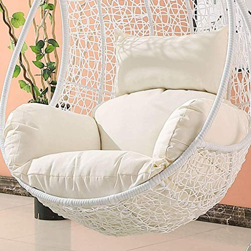 Osier Fauteuil suspendu en osier avec coussin en forme de goutte d'eau Blanc