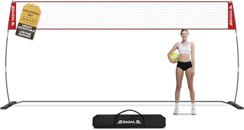 BAGAIL Filet de Volley-Ball, Portable pour Le Jardin - Hauteur réglable, Cadre Robuste, Conception autoportante - Set de Volley-Ball Portable pour l'intérieur et l'extérieur, avec Sac de transpor