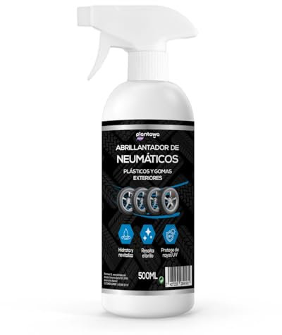 PLANTAWA Abrillantador de Neumáticos 500ml | Recuperador de Plásticos y Gomas Coche | Hidratador y Restaurador de Plásticos | Brillo y Protección Duradera para Coche y Moto
