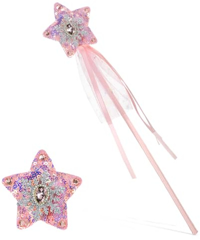 Yuomeaz Fairy Wands, Pink Star Fairy Wand for Girls, Glitter Angel Princess Wand Sticks with Diamond for Birthday Halloween Christmas Party Costume Props Supplies