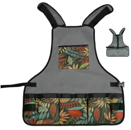 Genérico Delantal de Jardinería,Bolsillo Recolector Unisex - Ajustable Ligero para Trabajo Cocina Jardín Pintura Barbacoa