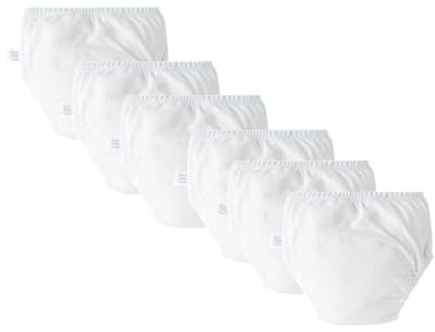 Hixingo Mutandine di Apprendimento, 6 Pezzi Pantaloni da Vasino, Apprendimento Traspirante Mutande, Cotone Pantaloni da Allenamento Assorbenti Pannolini di Stoffa per 1-6 Anni (Bianco,S)