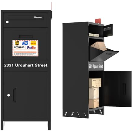 Package Delivery Boxes for Outside, Need to be Installed Lockable Package Delivery Box, Custom Address Stickers, Waterproof Drop Boxes for Outside Suitable for Porch (14.96 * 17.72 * 43.18 in)