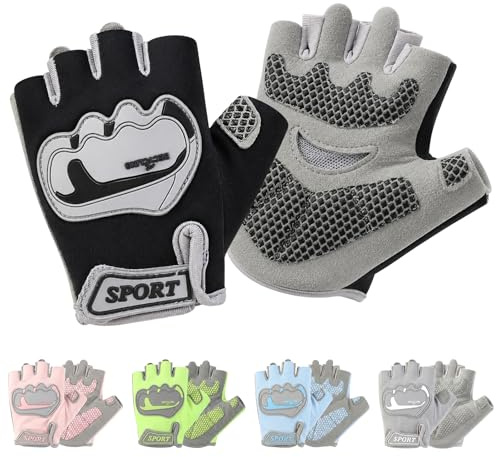 FYting Guantes Bici Niño,Guantes Ciclismo Niño,Guante Ciclismo Mujer Sin Dedos Dedos Ice Silk, con ReposamuñEcas/Acolchado, para Scooters,Educación fíSica, Deportes al Aire Libre(Azul M)