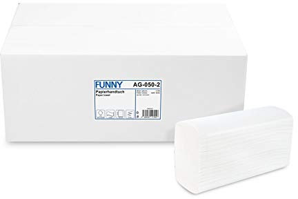 Funny Papierhandtuch, Z-Interfold, 20.6 x 24 cm, gefaltet 8,5 cm tief, 2lag, hochweiß, 3750 Blatt, 1er Pack (1 x 1 Stück)