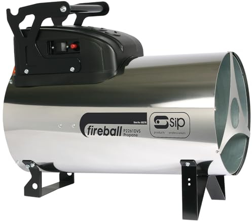 SIP FIREBALL 2261DV Propane Gas Space Heater, Electric 230V / 110V Dual Voltage, 66.2kW / 226,000 BTU/hr, 53,572ft³ Heating Area