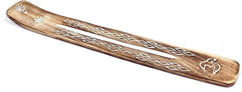 Luxflair Räucherstäbchenhalter aus Sheeshamholz – Handgefertigt – Braun – 26 cm lang – Für Räucherstäbchen – Mit Aschemulde