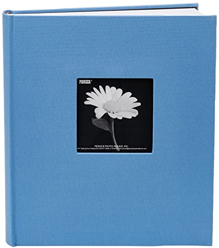 Fabric Frame Cover Photo Album 200 Pockets Hold 5x7 Photos, Sky Blue