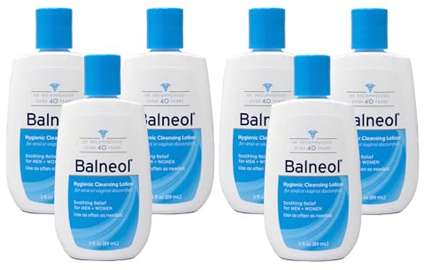 Balneol Hygienic Cleansing Lotion for Anal or Vaginal Discomfort, Soothing Relief for Men & Women, 3 fl oz (Pack of 6)