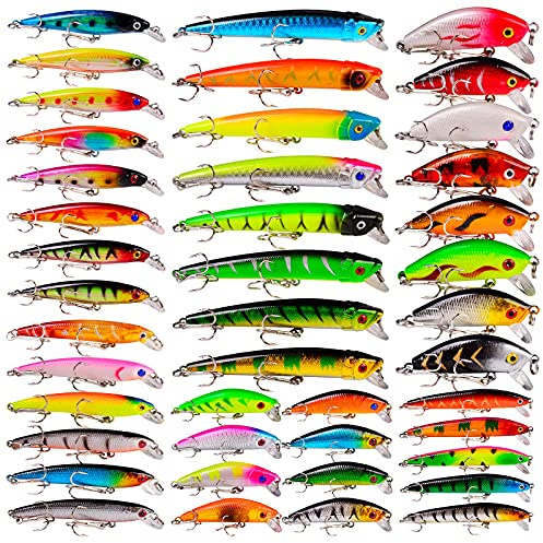 Fishing Lures Tackle Kits Hard Baits Minnow Pencil VIB Crankbaits Topwater Floating Lures Assorted Fishing Tackle Sets (007-43pcs)