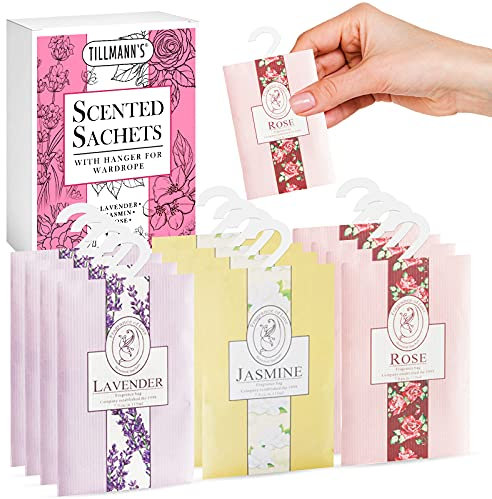 Wardrobe Fresheners 12 Pack - Lavender - Jasmine - Rose | Scented Sachets For Wardrobes And Drawers | Wardrobe Smellies | Wardrobe Fresheners Hanging