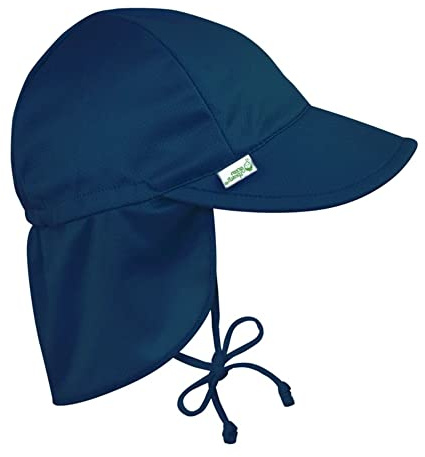 i play. by green sprouts baby girls Breathable Flap Protection Sun Hat, Navy, 9-18 Months US