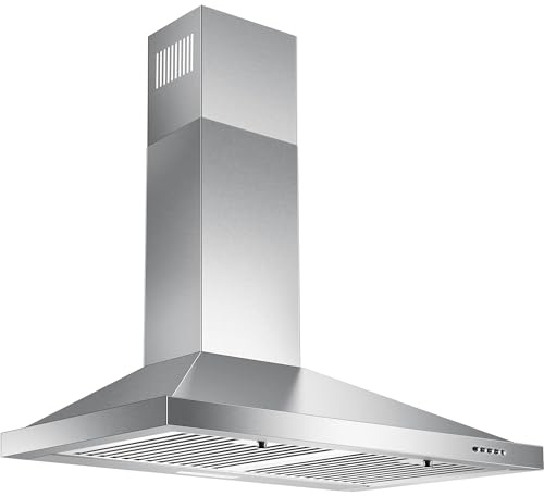 Zomagas Range Hood 30 inch, Wall Mount Vent Hood in Stainless Steel, Ducted/Ductless Convertible Duct, Kitchen Hood w/Baffle Filters, 3 Speed Fan, Energy Saving LED Light, Push Button Control