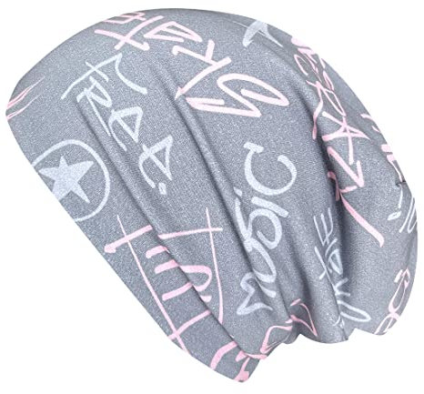 Wollhuhn ÖKO Jungen/Mädchen COOL Music Long-Beanie/Wendemütze Ganzjährig Zwei Lagen Jersey Innen Uni Grau (aus Öko-Stoffen, Bio), 20150820 (L, COOL Music grau/rosa)