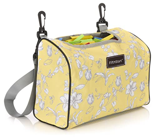 FifthStart Wearable Clothespin Bag with Shoulder & Waist Strap (Yellow - Open Top)