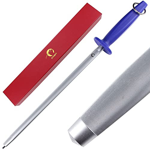 HIDAMOS 12 Inch Magnetized Honing Rod - Super Hardness Sharpening Steel for Kitchen Knives, Carbon Steel with Gift Box