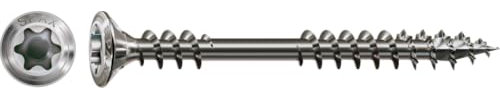 SPAX Lot de 200 vis de façade, 4,5 x 43 mm, filetage de fixation, tête fraisée bombée, T-STAR plus T20, 4CUT, en acier inoxydable A2-25470004504322