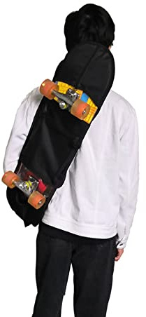 Faxianther 32.3X8.7 Nylon Skateboard Bag for Double Kick Skateboard, Durable Black Skateboard Carry Bag Backpack Rucksack Shoulder Bag with Adjustable Strap