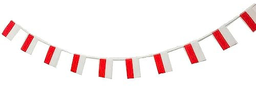 Drapeau Pologne 40 pièces Drapeau Pologne Guirlande Pologne 11,4 m Fanions Pologne drapeau national Pologne 14 x 21 cm pour décorations de bar de jardin (Pologne)