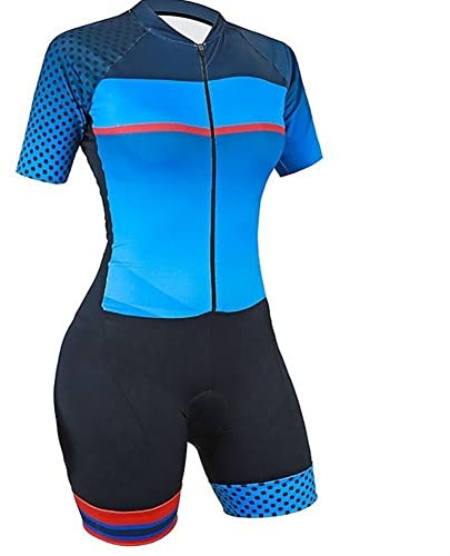 Radtrikot, Damen-Radtrikot-Anzug, Triathlon-Anzug, Sommer, kurzärmeliges, einteiliges, professionelles, feuchtigkeitsableitendes und schnell trocknendes Gel-Pad