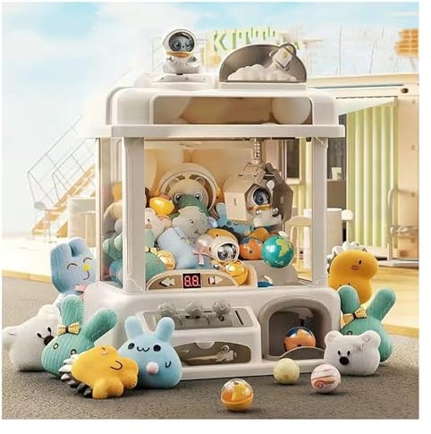 HAZARA Machine Attrape Bonbon Machine à Bonbons avec 25 Peluches,20 Gashapons Candy Arcade Machine à Bonbons Cadeaux d'anniversaire De Noël pour Enfant
