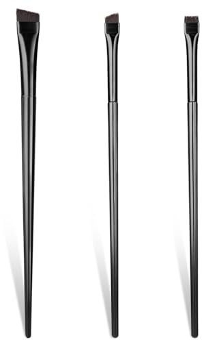 BPTRKOM 3pcs Pennello per Eyeliner- Pennello per Sopracciglia Ultra Sottile ad Angolo Piatto Smussato, Fibre Morbide Setole Sintetiche Strumento per Ombretto Sopracciglia Cosmetici