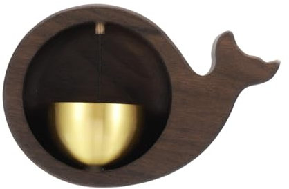 PATIKIL Timbre de Mercader, Timbre de Puerta de Madera con Campanillas Colgantes, Timbre de Puerta Magnético con Campanillas de Animales de Metal con Autoadhesivo, Ballena