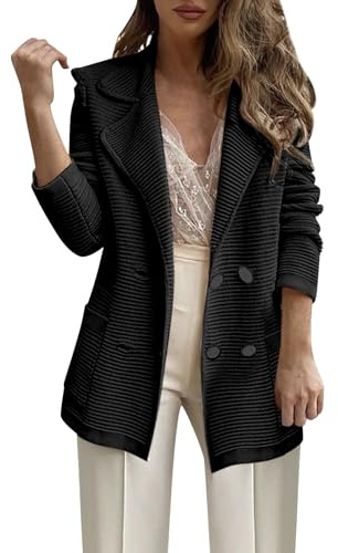 Generico Giacche da Abito e Blazer da Donna Oversize Elegante Temperamento Blazer Donna Invernale Tinta Unita Tailleur Giacca Classic Blazer Nero Donna Oversize Maniche Lunghe Corta Cappotto