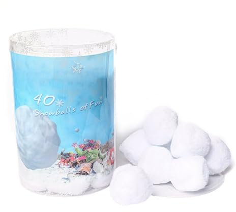 Palle di neve finte per interni, 40 pezzi, palla di neve realistica da 6,5 cm / 2,56 pollici | accessorio divertente per la lotta contro la neve, palla di neve in peluche bianco