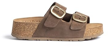 Yokono Sandalia Plataforma Wiwi-003 Color Marron | Calzado hecho en España para Mujer, fabricado en Piel vacuna, Altura de tacón 3 CM, hebilla Primavera-Verano