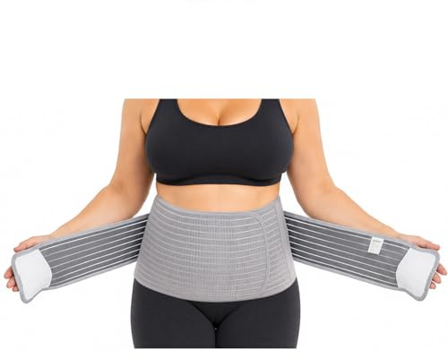 haakaa Postpartum Belly Band, Postpartum Belly Wrap Back Support, Postpartum Essentials for Natural Delivery and C-Section Recovery, Belly Binder, Natural Latex, M Grey