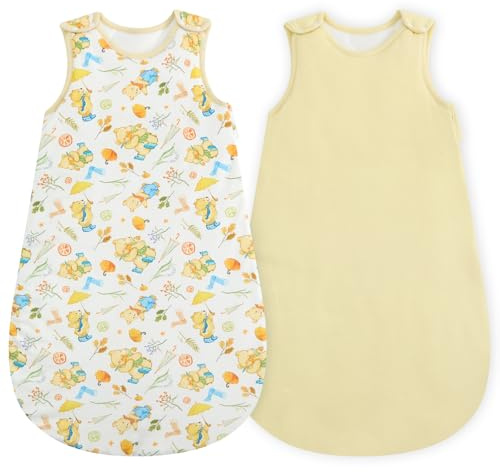 WYTbaby Baby Sleeping Bag 1.5 Tog 100% Cotton Newborn Sleep Sack All Season Sleeping Bag for Boys and Girls 0-6 Months