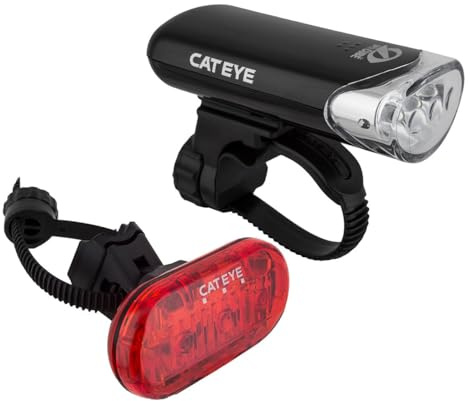 CATEYE HL-EL135 Headlight & Omni 3 Taillight – 3 LED Front Bicycle Light with 320 Hour Runtime, Rear-Mounted Safety Light with 360 Degree Visibility for Road, Commuter, Youth & Urban Cycling