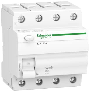Schneider A9Z01463 Acti 9 Disjoncteur Différentiel Id K 4P 63 a 30 Ma Blanc