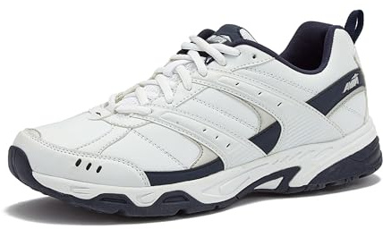 Avia Avi-Verge Mens Sneakers - Cross Trainer Mens Tennis Shoes, Pickleball or Walking Shoes for Men, White/True Navy, 8.5 Medium