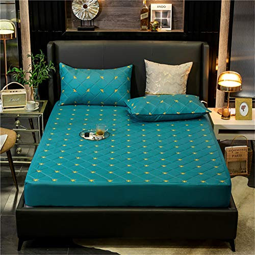 YCDZ Funda Protectora De Colchón, Antialérgica, Transpirable, Antiinsectos Y ácaros, Sin Olor, Apta para Todo Tipo De Camas (Verde Esmeralda,180x200x30cm)