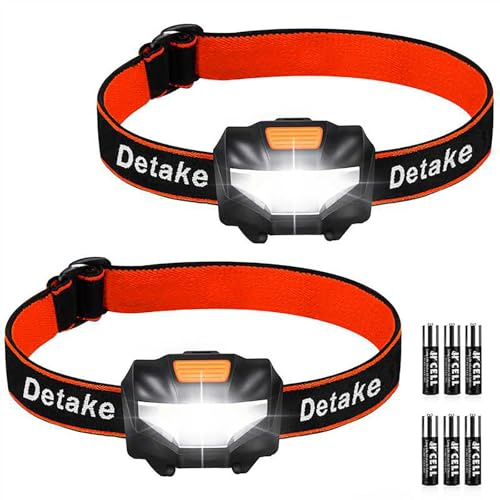 Detake Kids Head Torch, 2 Pack Super Bright Lightweight LED Headlamp