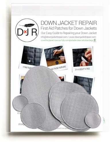 DAUNENJACKEN-REPARATUR-PATCH-SET - Einfach zu verwenden, vorgeschnitten, selbstklebend, wasserdicht, reißfestes zur Reparatur von Kleidung, Schlafsäcken, Zelten und Outdoor-Ausrüstung (Silber)