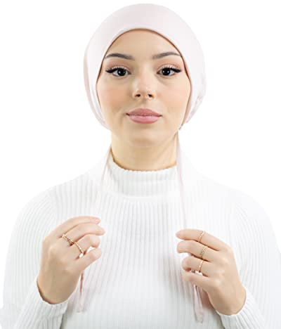 Bonnet sous hijab en jersey coton et intérieur satin. (Rose Poudré)