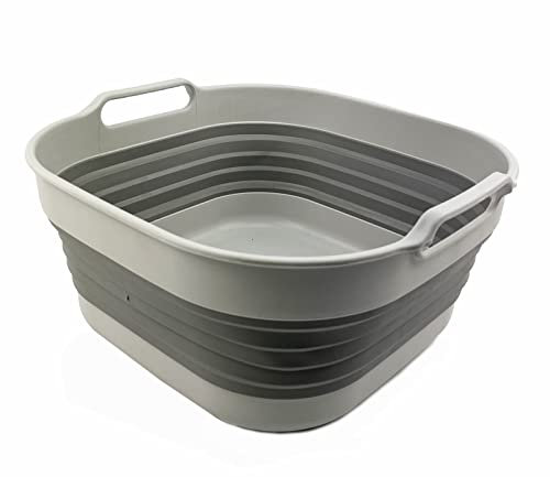SAMMART zusammenklappbare Wanne und Faltbare Schüssel - tragbare/platzsparende Kunststoffwanne (Grau (10-l-Eimer))