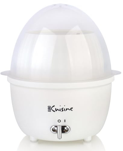 Euro Cuisine MSCX26 Electric Egg Cooker & Food Steamer with Auto Shut Off, Mini Rapid Egg Cooker for Soft, Medium, Hard Boiled Eggs, Steam Egg Maker, Vegetable Steamer Hard Boil Egg Cooker