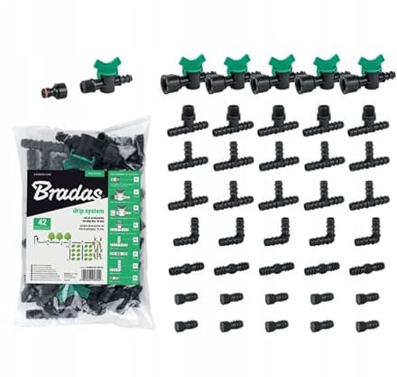 Purepower Bewässerung Anschluss Kit 42 Stücke, Verbinder für Tropf Sprinkler Anlagen | Anschluss Kit 16 mm Schlauchverbinder mit T-Stück, Winkel Stück, Gerade Verbinder, Endstopfen