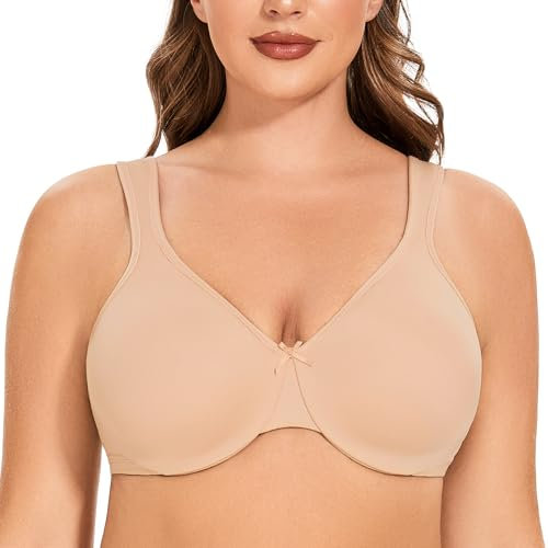 MELENECA Women's Plus Size Full Coverage Underwire Seamless Non Padded Minimizer Bra Beige 40G