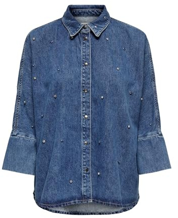 ONLY Onlgrace Chemise en Jean pour Femme, Denim Bleu médium, L